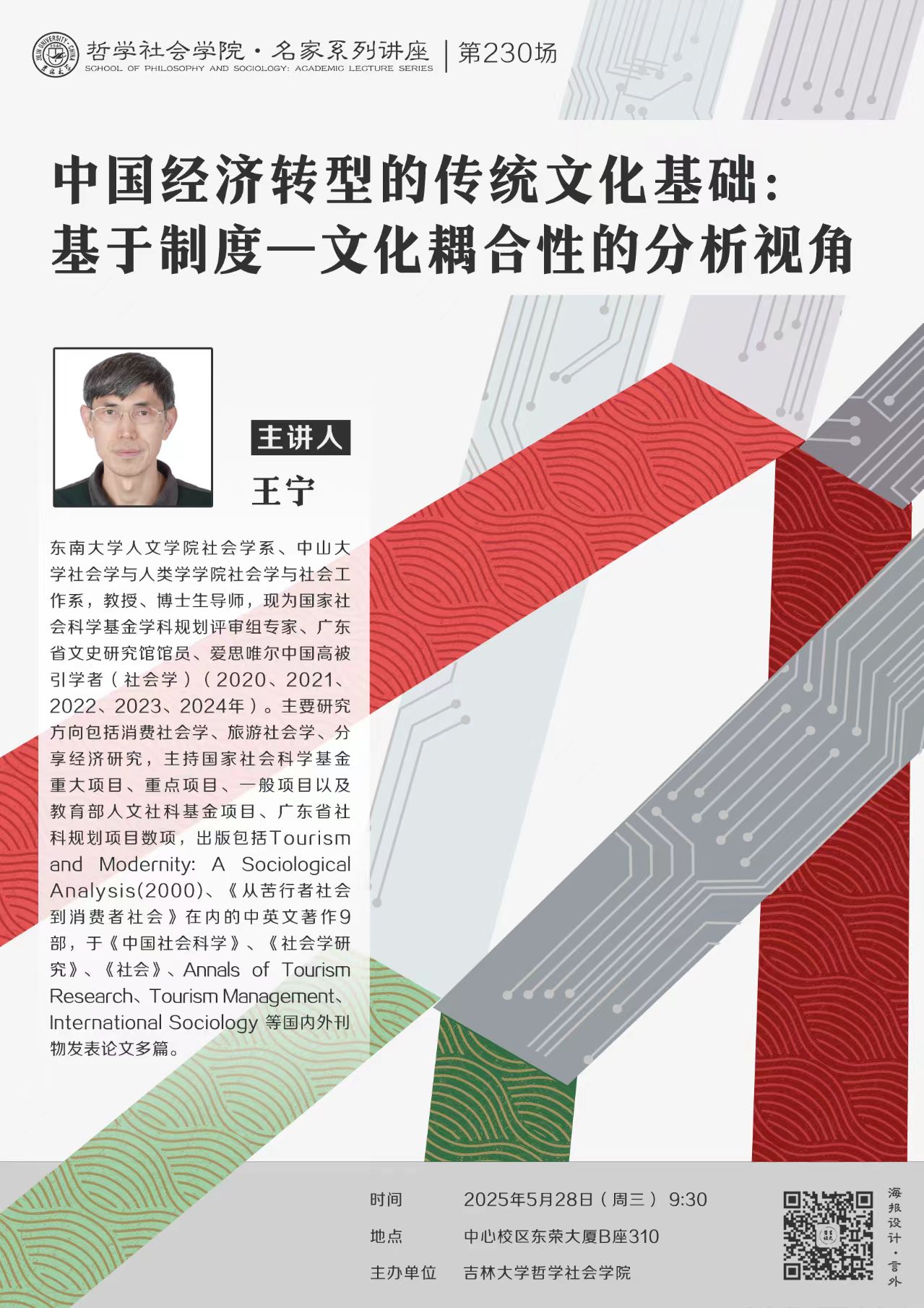 【女奴
名家系列讲座第230场】王宁：中国经济转型的传统文化基础：基于制度—文化耦合性的分析视角